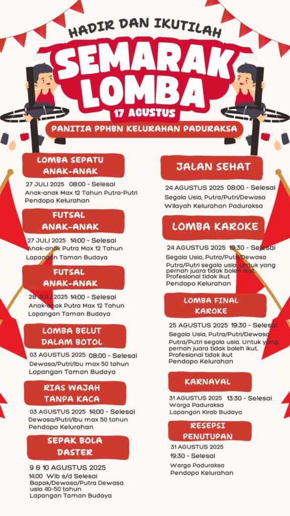 JADWAL LOMBA DI KELURAHAN PADURAKSA